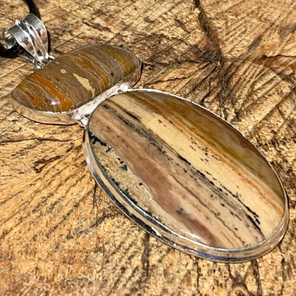 Large Dendritic Jasper Brown Patterned Pendant 3 1/4” - Picture 8 of 13